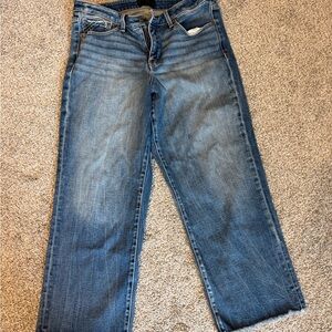 Buckle Black Women's Cropped Straight Jeans in Medium Blue Wash